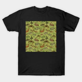 Green vintage snake pattern T-Shirt